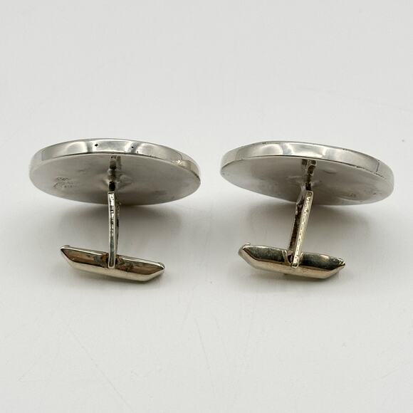 Taxco Sterling Silver Abalone Cufflinks Inlayed Mother of Pearl Round Vintage - Picture 7 of 13